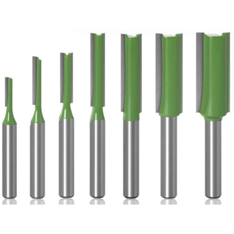 6mm Fraise défonceuse droite, 7 pièces Mèches de routeur droites Fraise à tranchants droits Jeu de mors droits Outils de travail du bois de fraise en bois de carburateur
