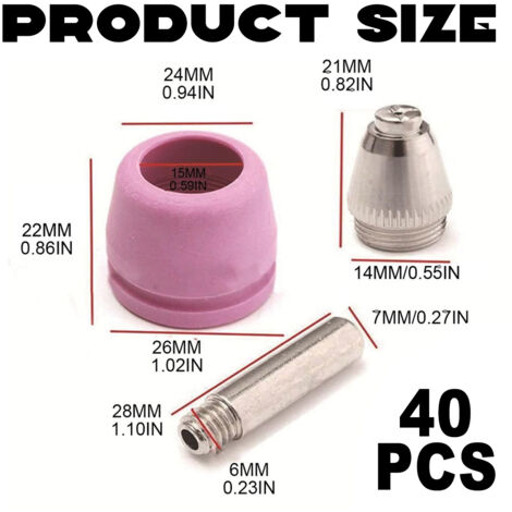 Coupeur Plasma, buse d'électrode étendue, tasse de protection, anneau