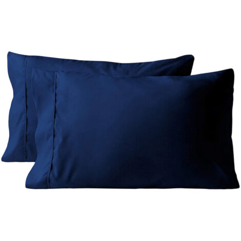 Deux taies d'oreiller rectangulaires, 51 x 91 cm, style enveloppe, lavables en machine, bleu marine. (1/5)