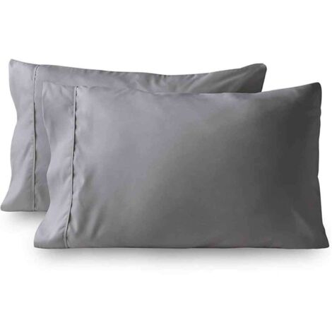 Lot de 2 taies d'oreiller rectangulaires 51 x 76 cm, style enveloppe, lavables en machine, grises (1/5)