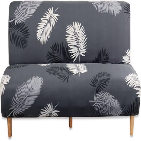 Housse de canapé extensible - Plume grise - 3 places 160-195 cm - Protège-canapé antidérapant et lavable (1/5)