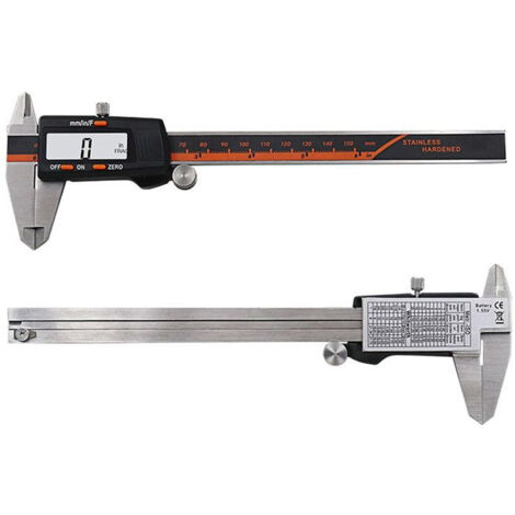 Pied à Coulisse Digital 150mm Acier Inoxydable Grand Écran LCD Précision Réglable 0.01mm, mm/inch/f conversion, Résiste aux Eclaboussures, Mesure de l'industrie domestique (1/5)