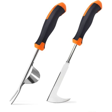 2 Pièces Désherbeur Manuel Acier Inoxydable Arrache Mauvaise Herbe,Arrache Pissenlit Couteau Désherbeur Désherbeurs Manuels Tire Racine Outils Jardinage Grattoir Jardin avec Manche (1/5)