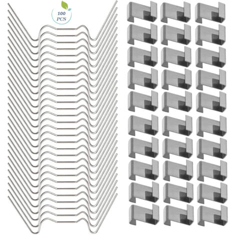 100 PCS Clips de serre pour verre, Clips de fenêtre de serre en acier inoxydable Accessoire pour serre(50 PCS 304 Clips de fil en acier inoxydable W, 50 PCS de chevauchement en acier inoxydable 301 Z) (1/5)