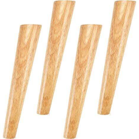 30CM Meubles en Bois Pieds, 4 Pièces Pied de Canapé en Bois Massif avec Plaque de Montage et Vis, pour Table, Canapé et Autres Meubles, Obliques Tapered (1/5)