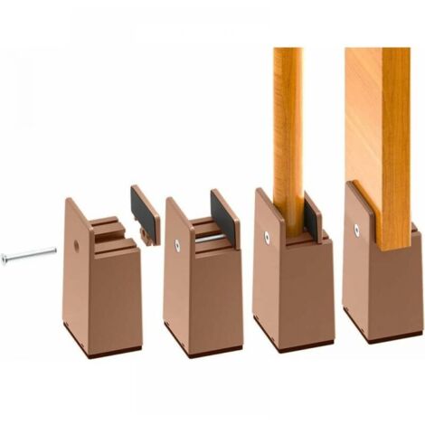 Rehausseur Pieds de Lit Reglable de 4 pouces, Rehausseurs de Meubles Robuste de 10cm, pour Épaisseur de Pied du Lit 0 à 1,5 pouces, Hauteur de Lit, Canapé, Bureau, Armoire, Support de 250 KG (1/5)