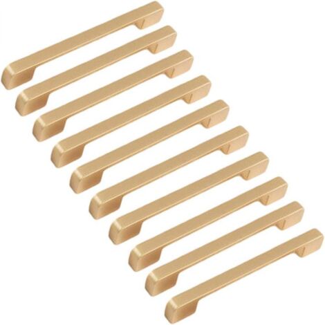 Lot de 10 poignées de meubles en alliage de zinc, poignées de porte d'armoire, poignées de porte d'armoire, entraxe des trous 128 doré (1/5)