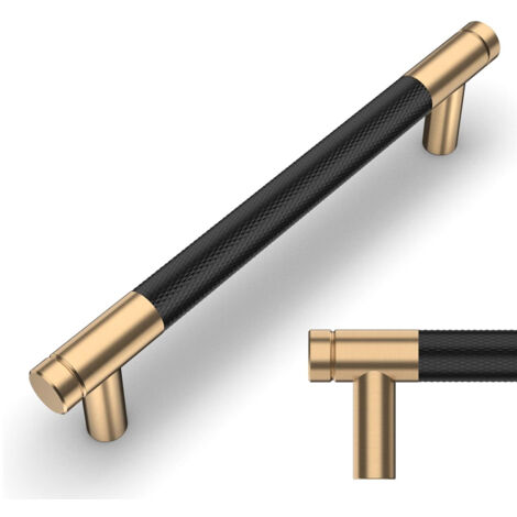 10 Pièces Poignee de Meuble Cuisine Noir Doré 128mm Alliage de Or Poignées Meubles avec Vis, pour Bureaux, Tiroirs, Armoires, Placar (1/5)