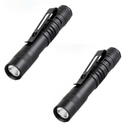 Mini lampes torches LED - Lot de 2 - Lampes torches stylo 250 lumens - Lampes torches étanches en forme de stylo, idéales pour le camping, la randonnée et la maison - Fonctionnent avec 1 pile AAA (non (1/5)