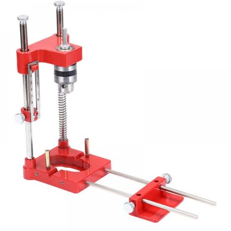 Support de forage pour perceuse, guide de gabarit de perçage réglable, outil de travail du bois, guide de forage, outils à main, kit d'outils de guidage vertical (rouge) (1/5)