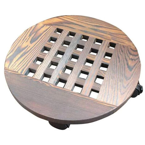 Support Porte Plantes en Bois - Dessous de Pot de Fleur Rond en Bois Massif à roulettes, Mobile Base Porte Fleurs avec Roue Plante Pot de Fleurs Support Caddy(25cm) (1/5)