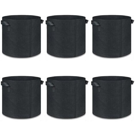 Sacs de Plantation, Lot de 6 Sac à Plantes 30L en Non Tissé Pots pour Tomates, Fraises, Poivrons, Carottes - 7 Gallons Noirs (1/5)