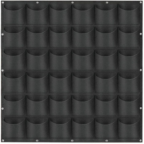 Sac à Plantes Mural 36 Poches - Sac De Plantation Vertical - Jardinière Design à Suspendre - Mur Végétal Extérieur - Jardin Mural Souple en Feutre Résistant Et écologique le noir (1/5)