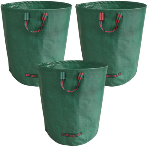Lot de 3 sacs à déchets de jardin, 200 L, très résistants avec poignées, sacs de jardin réutilisables, sacs de recyclage pliables pour feuilles, ordures, débris, sacs poubelle de jardin (1/5)