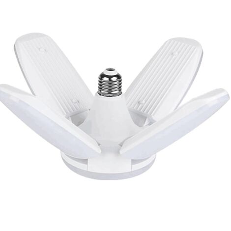 Lampe Garage E27 60W, Blanc Froid 6500K 6800Lm Lampe Atelier Déformable avec 4 Panneaux Ajustables, Éclairage Plafond LED, pour Garages, Entrepôts, Gymnases (lot de 1) (1/5)