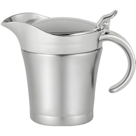 Saucière Thermique en Acier Inoxydable 450 ml - Avec Couvercle à Charnière et Anse, Double Paroi - Pour Sauce, Crème, Lait, Vanille (1/5)