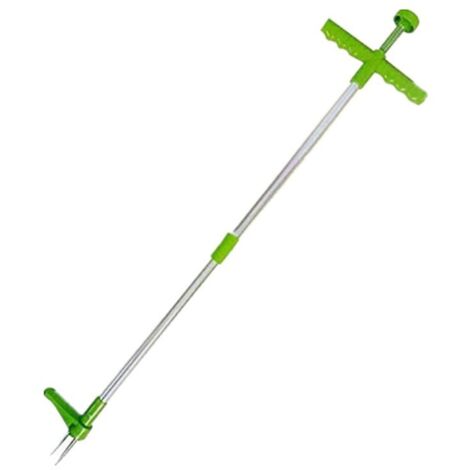 Extracteur de mauvaises herbes, outil à main de désherbage debout, outil de désherbage de jardin à long manche de 36 po avec 3 griffes en acier inoxydable, pédale et ramasseur robustes pour cour, pelo (1/5)