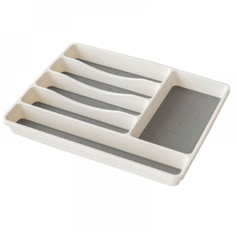 Range-couverts 6 Compartiments Rangement Tiroir Cuisine 41 x 33 x 5 cm – Antidérapant en plastique – Idéal pour ustensiles de cuisine (1/5)