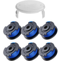 7 Pack Bobine Fil Coupe Bordure remplacements pour Ryobi One + AC14RL3A 18v 24v 40v Coupe Bordures, Bobine Ø 1,6mm, Longueur 20,11m (6 Bobine Fil Coupe Bordure,1 Couvercle)