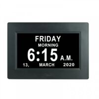 8" Pouce LCD Horloge Numérique Calendrier Noire avec Date Jour Et Heure Horloge Non-Abrégée Auto Dimming 8 Langues HD Display Rappel pour Alzheimer Les Personnes âgées et Les Enfants