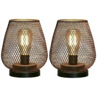 Lampe de chevet, design pile lampes de table d'extérieur, Ensemble de 2 lampes de table à cage en métal lampe à poser salon sans fil les mariages fêtes patio pour intérieur à extérieur
