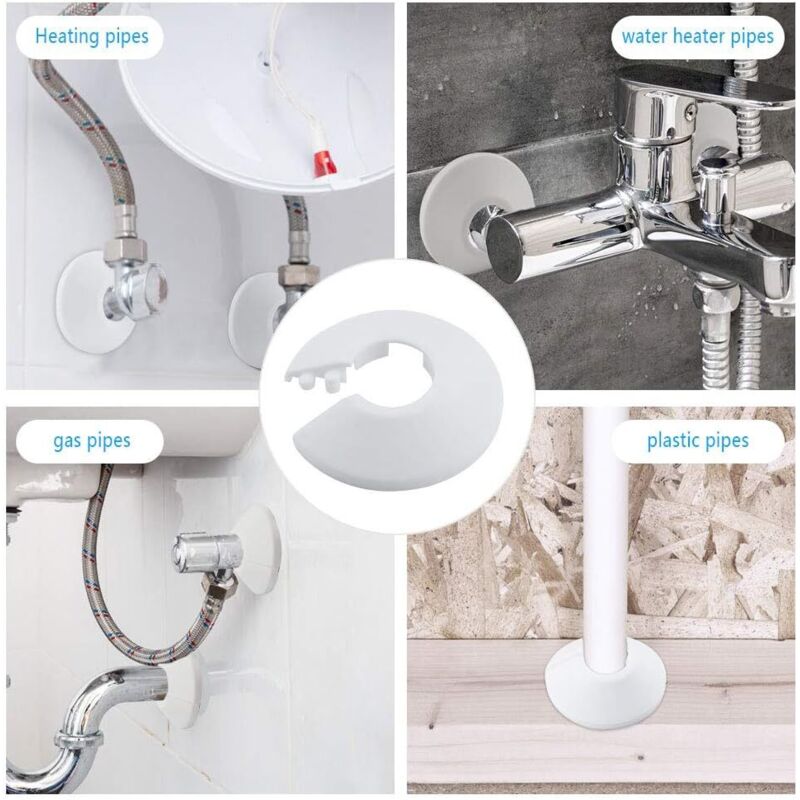 8 Coperture Bianche Per Tubo Del Radiatore – Anelli In Plastica PP, Diametro 15 Mm, A Scatto, Per Tubi Di Riscaldamento E Acqua