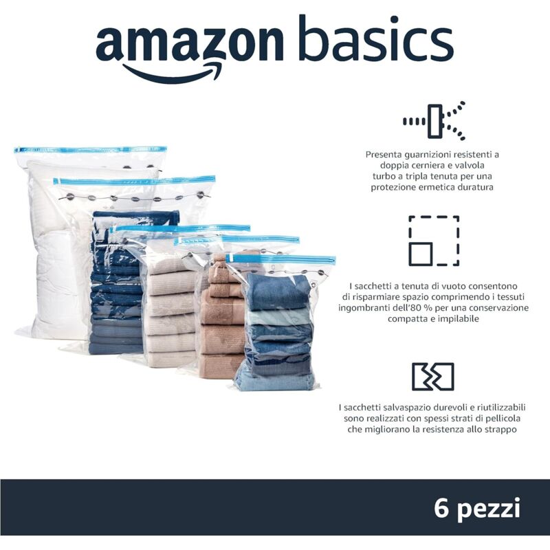 Sacchetti Sottovuoto Da Appendere Con Pompa A Mano – Set Da 6 Borse 110x70 Cm Per Vestiti, Risparmio 80% Spazio Armadio - 4