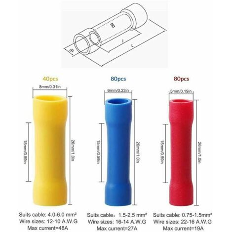 10 Terminali A Cappello Blu Da 6 Mm - Per Cavi Elettrici, Con Isolamento, Da Crimpare - Foto 8
