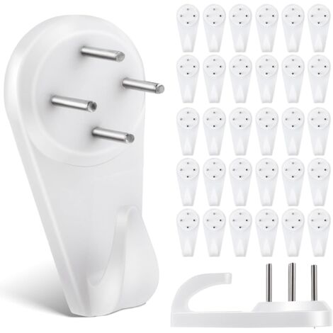 50 pezzi ganci da parete bianchi senza foratura - ganci da parete invisibili multifunzione - ganci per quadri senza foratura per appendere cornici, quadri, orologi (1/5)