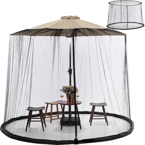 Zanzariera per ombrellone da patio a doppia faccia da 4,6 m, rete parasole con doppia cerniera, fondo per tubo dell'acqua, utilizzata e per gazebo da patio, tettoia pop-up, 10 x 10 cm