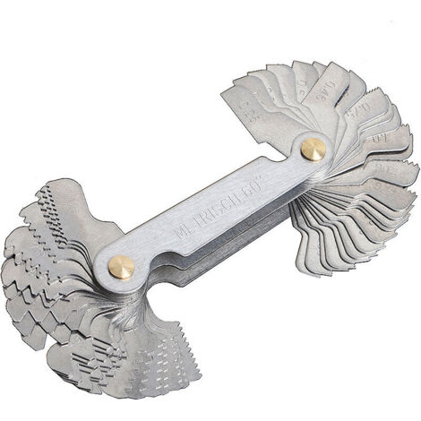 Pettine per filettatura, calibro per filettatura metrica, 58 lame, vite di fissaggio, calibro per filettatura, calibro per taglio sistema metrico in pollici, argento, un pezzo, (1/5)