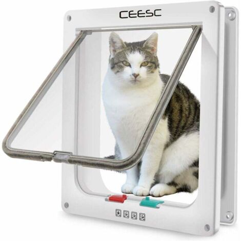 Porta Per Animali Domestici Rotonda Con Gattaiola 4 Vie, Magnetica E A Ribalta Per Gatti E Piccoli Cani