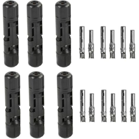 Kit Connettori Solari Maschio Femmina Per Pannelli Fotovoltaici, 10 Paia, Rame Stagnato, IP65 Impermeabile, DC 1000V, Per Cavi 1,5-6 Mm² - 6