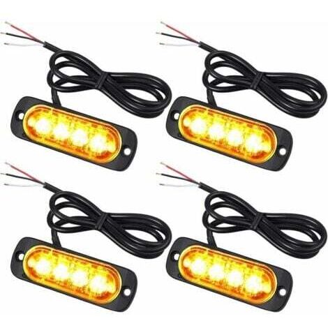 Luci di penetrazione a LED 4X 12/24V Luci lampeggianti a LED arancioni Luci di emergenza Luce stroboscopica lampeggiante automatica IPX-4 per furgoni, camion, escavatori, carrelli elevatori, trattori (1/4)