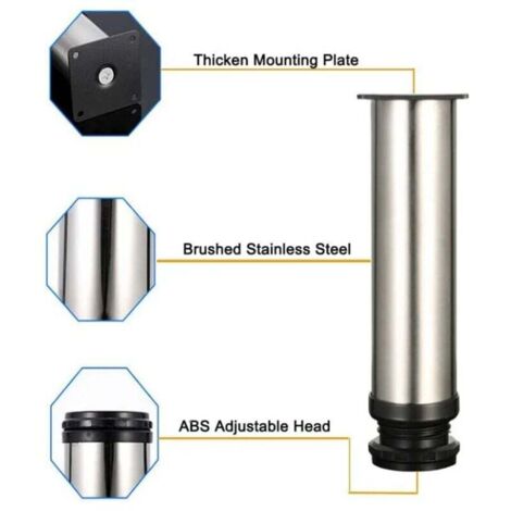Drenky 4 pz Nero gambe regolabili Altezza 50 mm acciaio inossidabile piedini per mobili Gambe