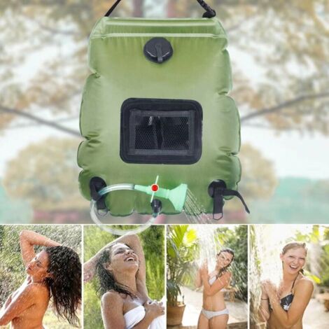 Doccia Solare Portatile da Viaggio Campeggio 40L Acqua Calda con Tubo e Soffione