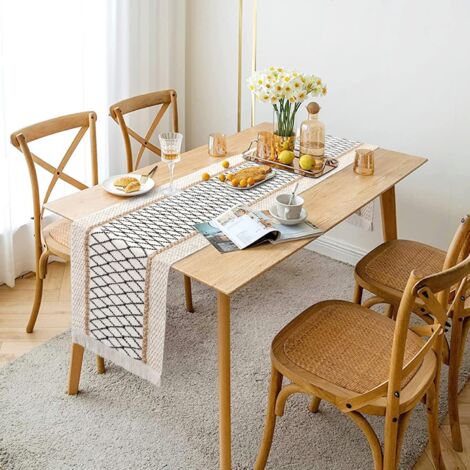 Runner Da Tavolo In Macramè, Cotone E Lino, Stile Rustico Boho Con Nappe, Beige, 30x180 Cm, Per Matrimoni E Picnic - 3