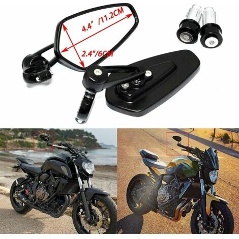 Rétroviseurs De Guidon Moto Universels - Réglables 360°, Compatibles MT07 MT09 XJ6 Et Plus, Noir