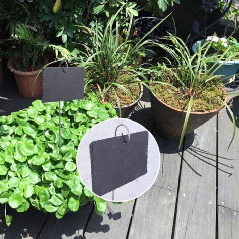 Set 24 Etichette Per Piante In Ardesia Con Pali In Metallo E Gessetti - Impermeabili E Riutilizzabili