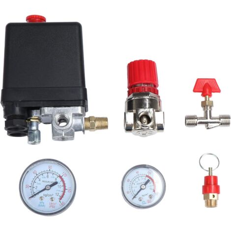 Pressostato Compressore Aria Valvola Compressore Aria - Con Manometri E Guarnizione A V, G1/4 Pressostato Autoclave