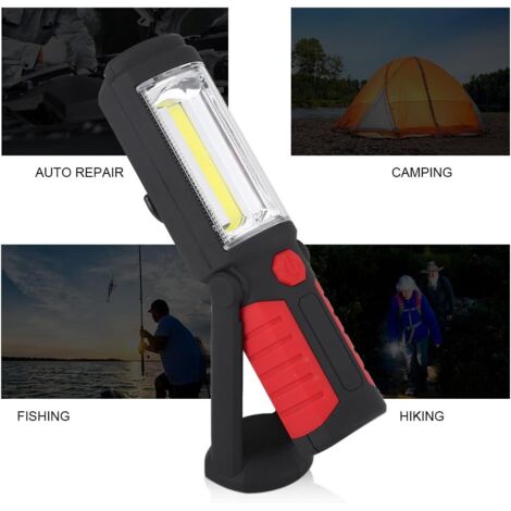 Lampada Da Lavoro LED Ricaricabile 2200mAh Con Base Magnetica E Gancio - Torcia Pieghevole Multiuso Per Campeggio, Auto, Emergenze (Rosso/Blu)