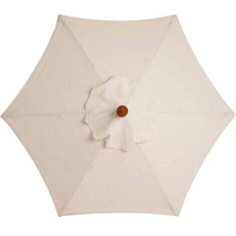 Copertura di ricambio per ombrellone, 6 stecche, 2 m, impermeabile, anti-UV, tessuto di ricambio, bianco crema --INHHUB