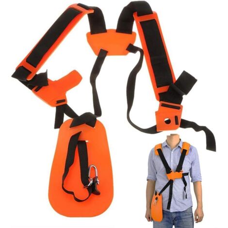 Tracolla per tosaerba, tracolla doppia per tosaerba con cintura in nylon resistente regolabile per decespugliatore o giardinaggio (arancione) (1/5)