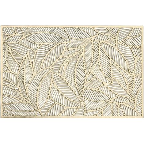 Set Di 4 Tovagliette Rettangolari In Pelle 45x30 Cm – Motivo Floreale Oro, Antiscivolo E Resistenti Al Calore (80°C) - 3