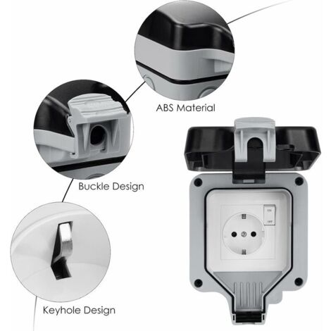 Presa Elettrica Singola Con Interruttore IP55 Per Esterno - BG Electrical - Impermeabile - 2
