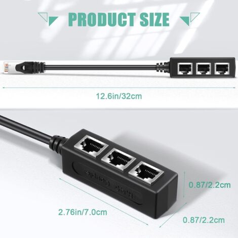 Adattatore RJ45 Sdoppiatore Cavo Ethernet da 1 Maschio a 3 Femmine,Splitter Ethernet sdoppiatore ethernet,LAN Adattatore Cavo Prolunga,Prolunga LAN per Cat6, Cat5, Cat5e