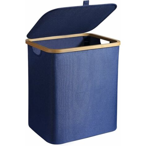 Organizer Bagno Pieghevole Cesto Portabiancheria Con Coperchio, 73 Litri, Grigio, Pieghevole - Per Bagno O Camera, Salvaspazio E Pratico Cesto Panni Sporchi 73 Litri Con Coperchio
