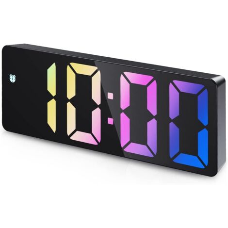 Sveglia Digitale A LED Con Attivazione Vocale – Display A Specchio, Temperatura Ambiente E Snooze, 17x7x2,5 Cm, ABS Nero