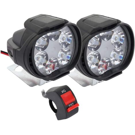 Fari anteriori per moto a LED, luci aggiuntive, 2 pezzi Fari anteriori aggiuntivi per moto 12V Faretto antinebbia con interruttore per camion, moto, quad, scooter