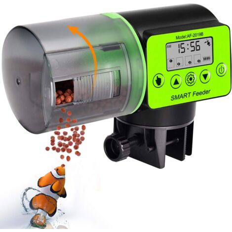 Mangiatoia Automatica Per Acquario 140 Ml Con Timer A 6 Livelli, Ventosa E Clip, Anti-Intasamento